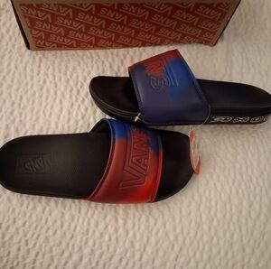 Vans Men's Black and Multicolor Slide Sandals